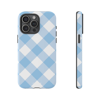Soft Blue Gingham Elegance - iPhone Case