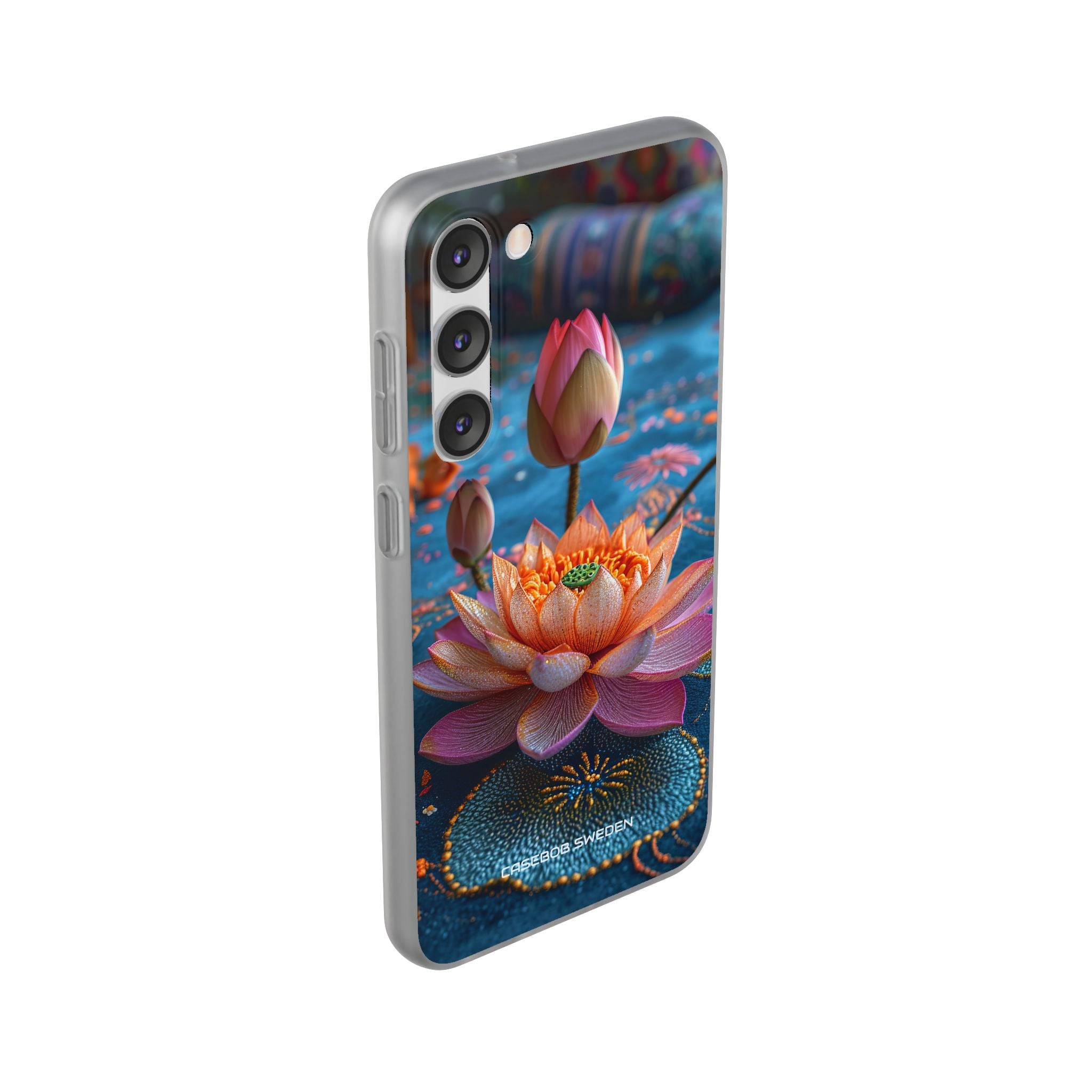 Vibrant Lotus Embroidery - Flexi Samsung S23 Phone Case