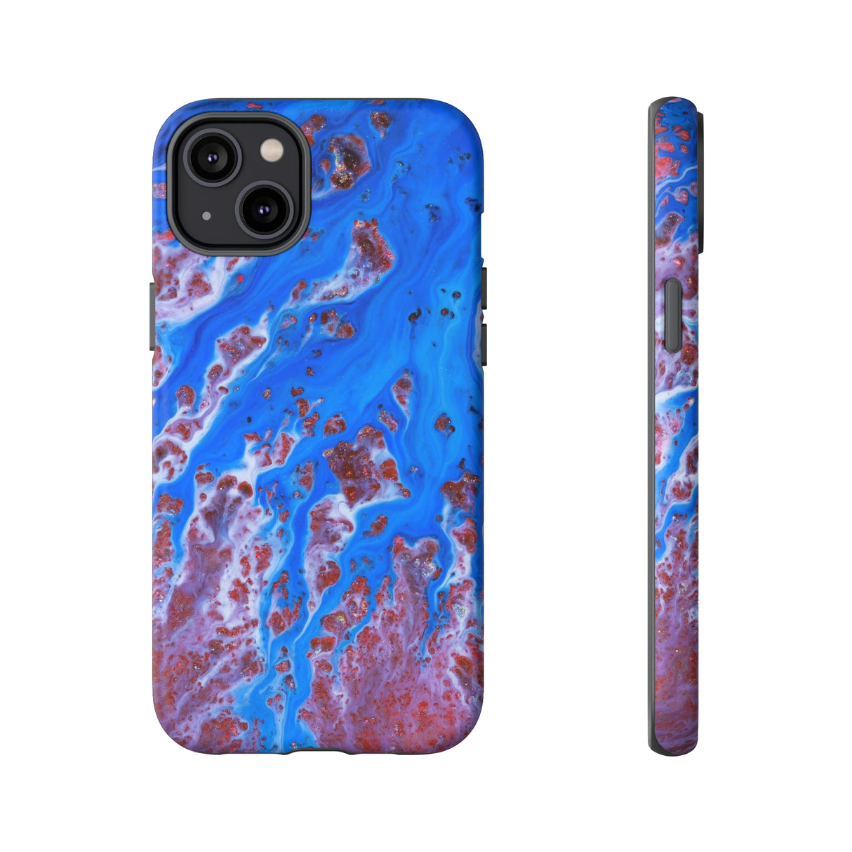 Bright Blue Ink Art iPhone Case (Protective) iPhone 14 Plus Matte Phone Case