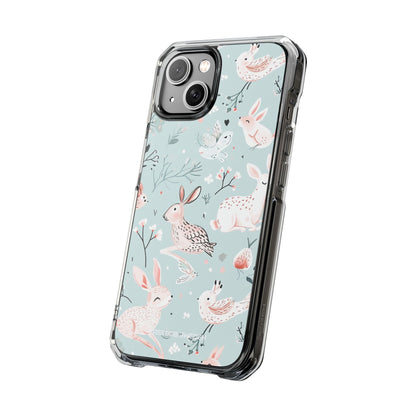 Whimsical Bunny Blossom - Clear Impact iPhone 14 Phone Case