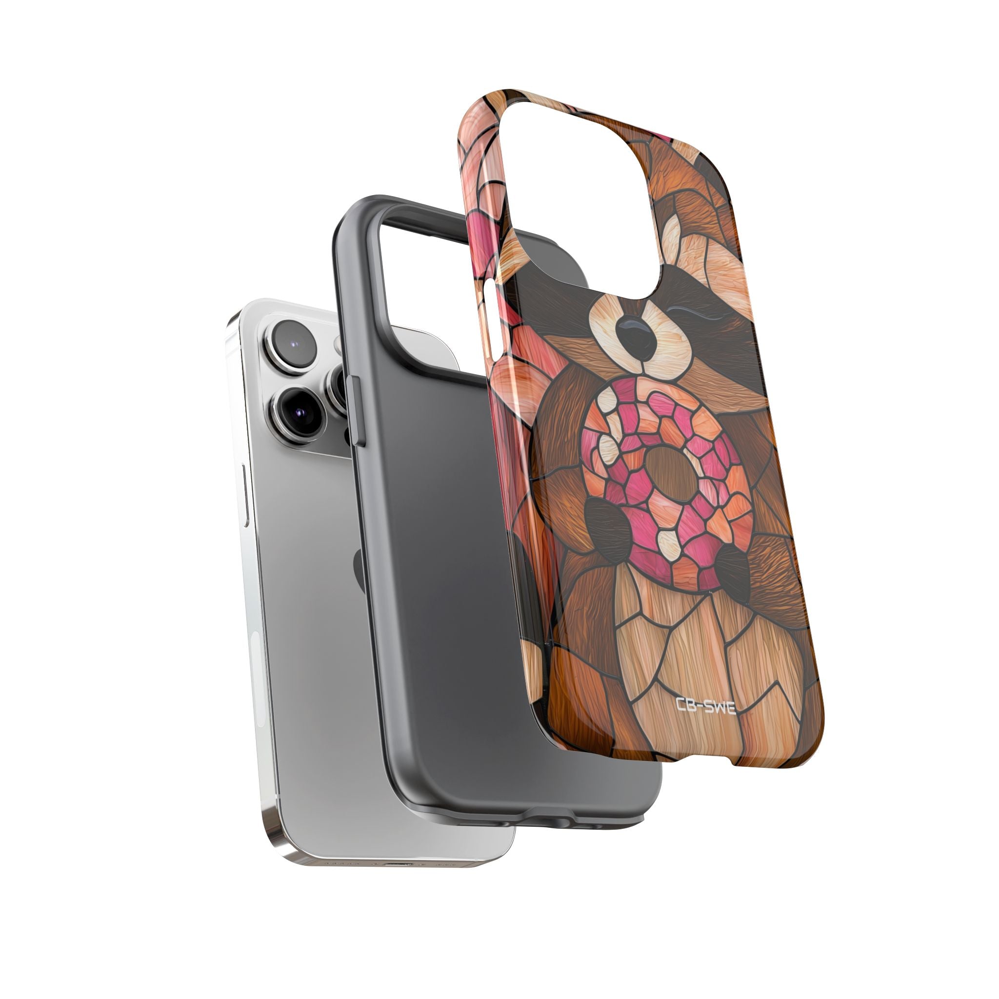 Raccoon Holds Donut - iPhone Case