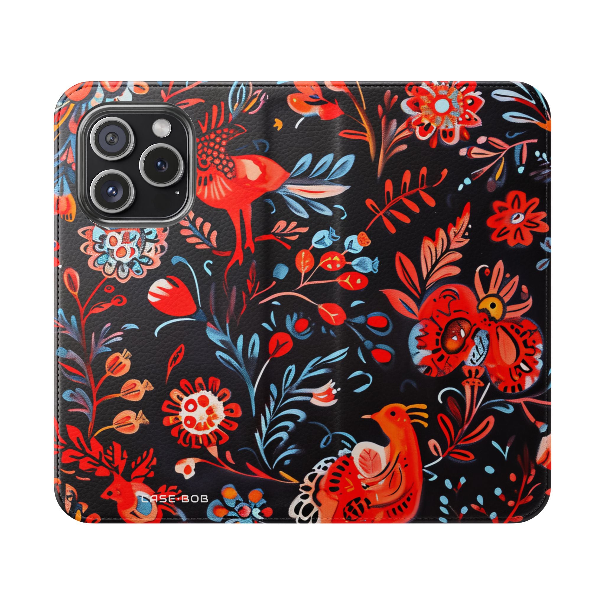 Folk Bird Flame - iPhone 15 Pro Case - Wallet