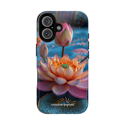 Vibrant Lotus Embroidery - Tough + MagSafe® iPhone 16 Phone Case