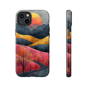 Nature's Geometry: Bright Sunset Mountain - Protective Phone Case