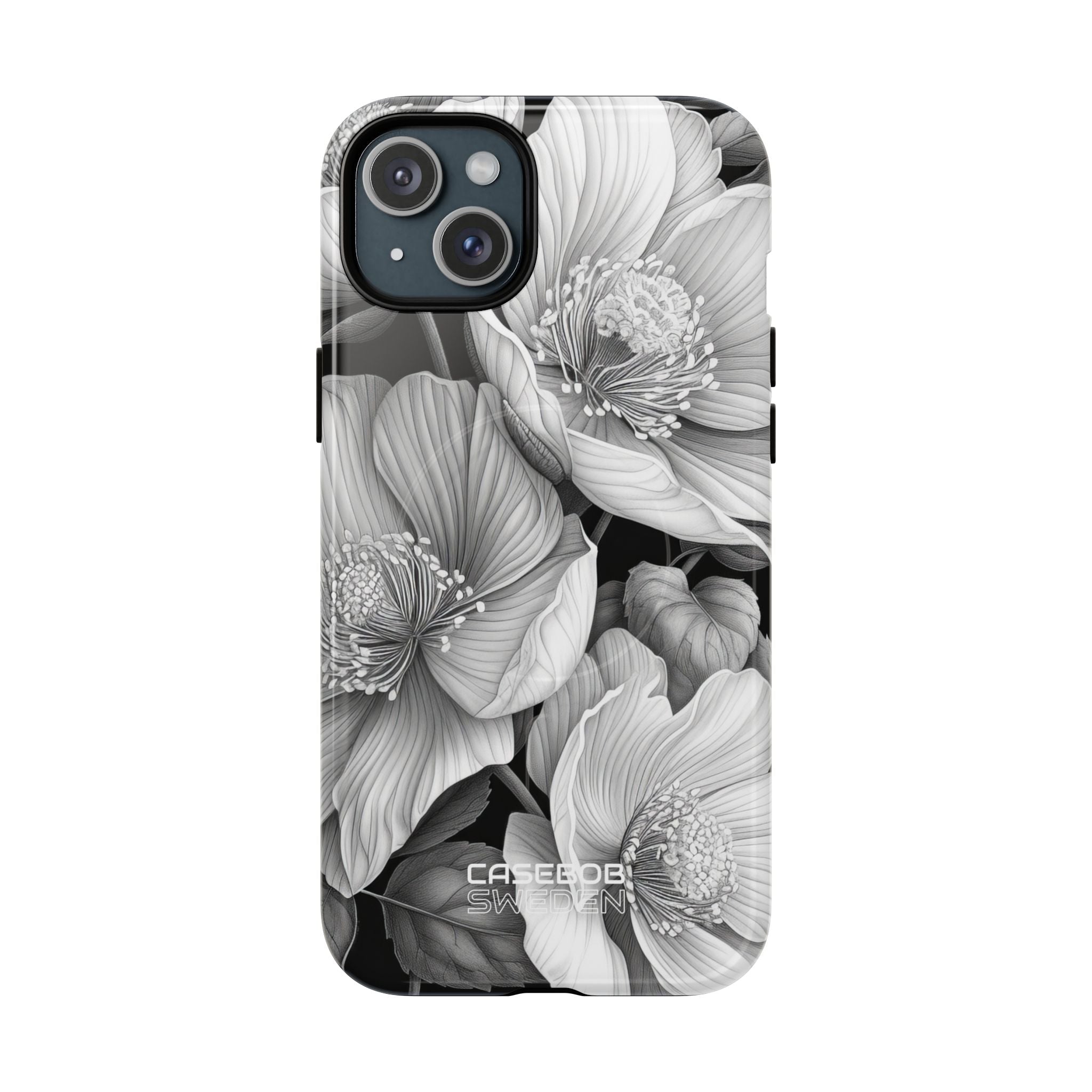 Monochrome Petal Dance iPhone 15 – Robust+
