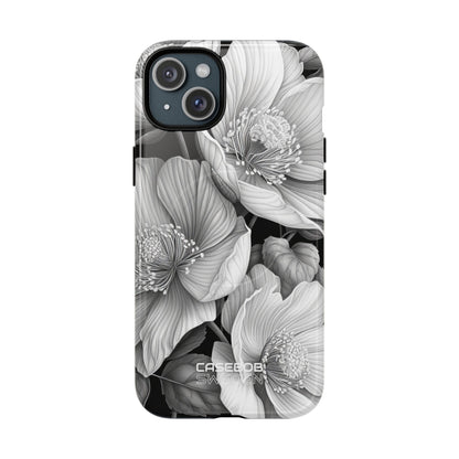 Monochrome Petal Dance iPhone 15 – Robust+