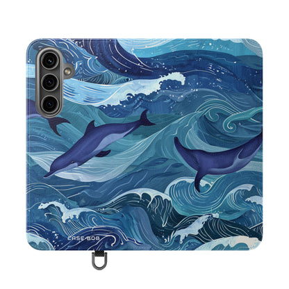 Delfiini Aalto Tanssi - Samsung S24 Plus -lompakkokotelo