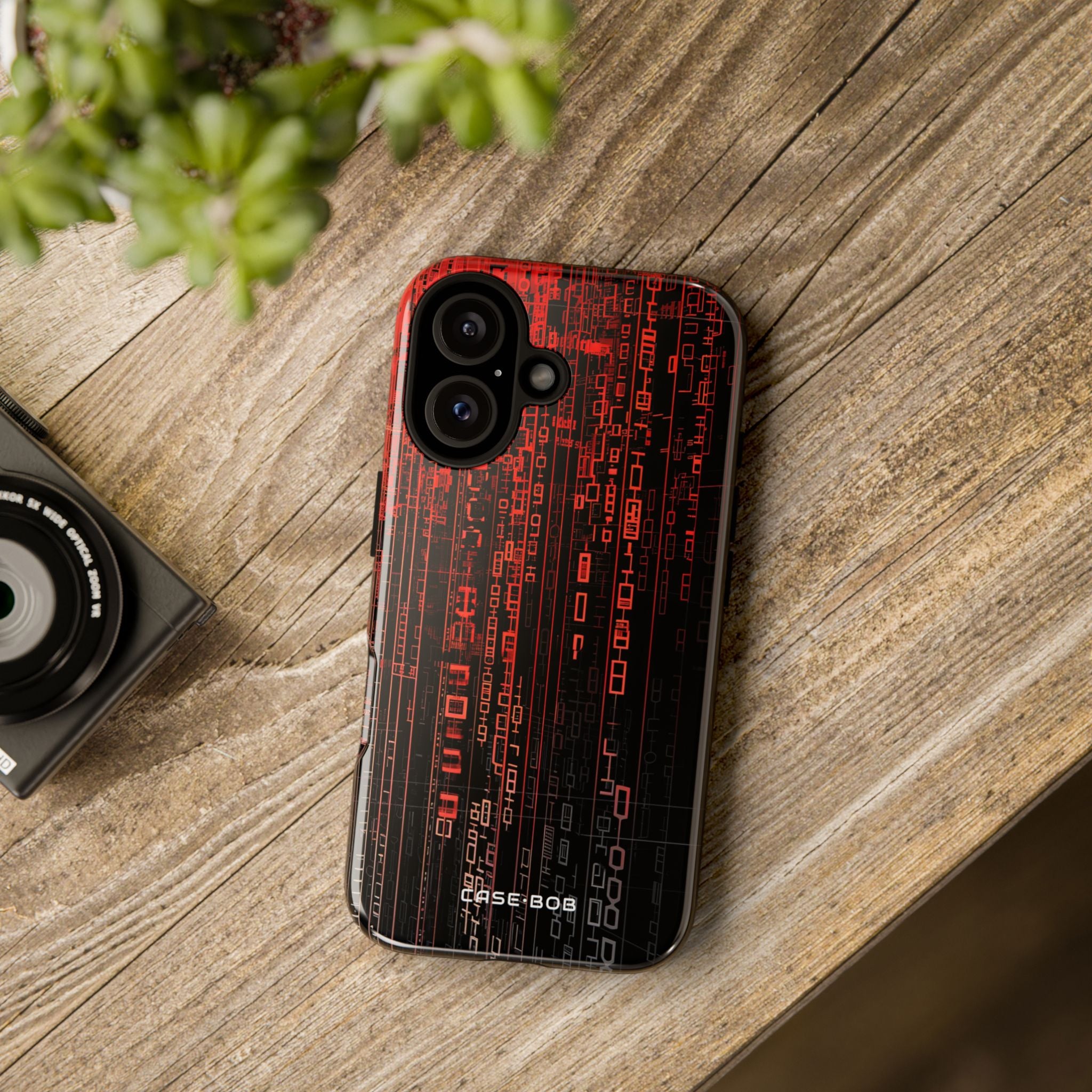 Crimson Glyphs iPhone 16 Case - Tough
