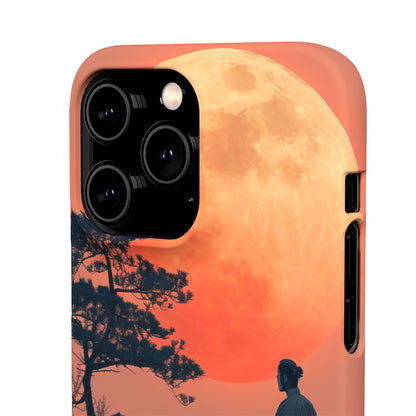 Zen Tranquility Under a Red Moon iPhone 14 - Slim Phone Case