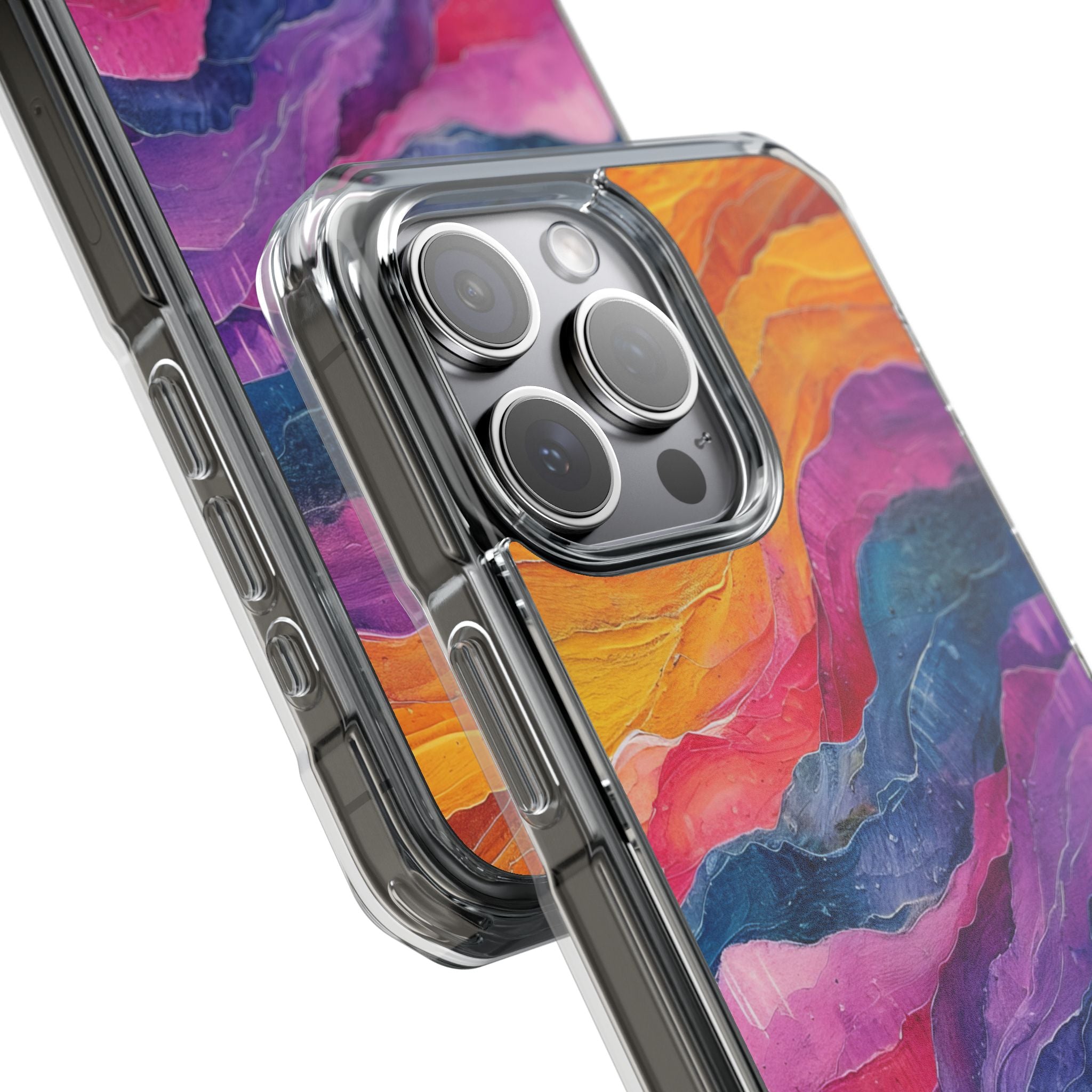 Vibrant Abstract Waves - Clear Impact iPhone 15 Phone Case