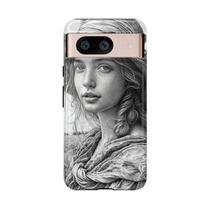 Serene Sketch Portrait | Protective Phone Case for Google Pixel