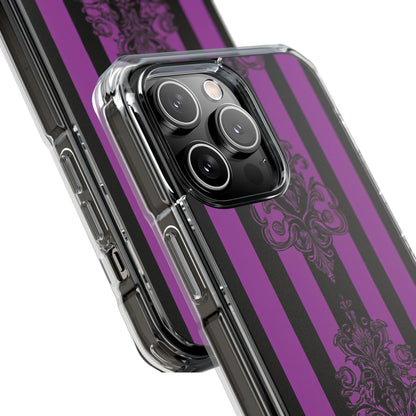 Gothic Elegance with Vertical Stripes and Ornamental Motifs iPhone 14 - Clear Impact Phone Case