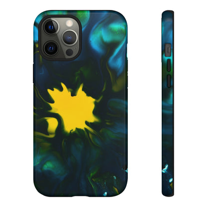 Yellow Spot Ink Art - Protective Phone Case