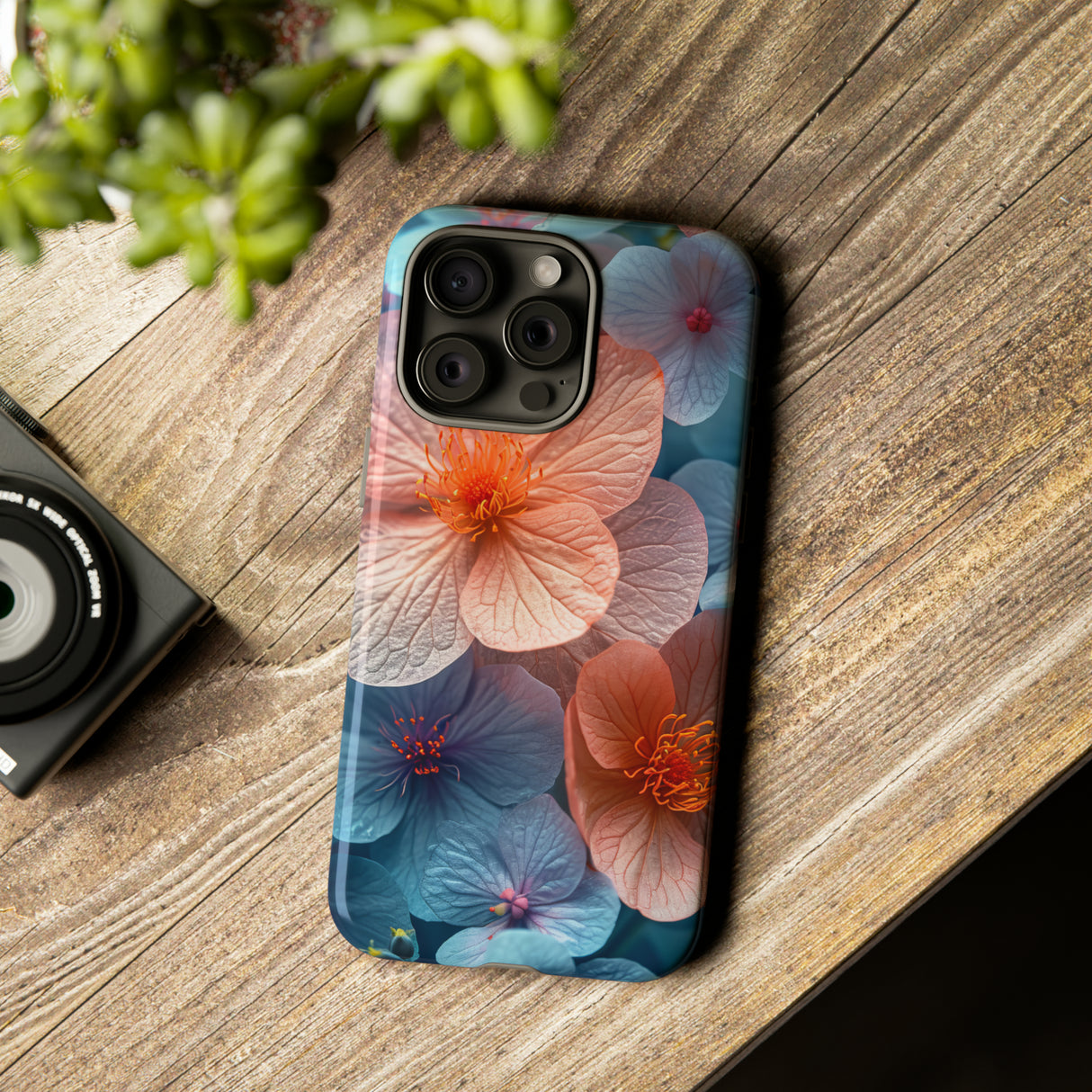 Bright Blue Floral Serenity - Protective Phone Case