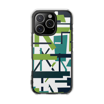 Green Geometry Glide iPhone 16 - Clear Impact Phone Case