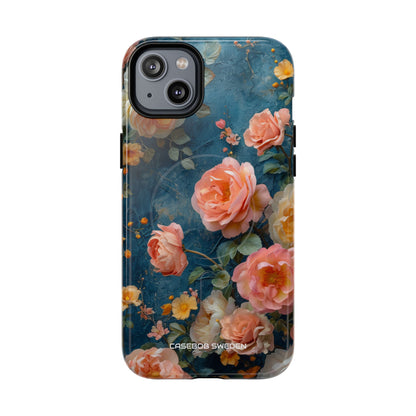 Blue Floral Elegance - Tough + MagSafe® iPhone 14 Phone Case