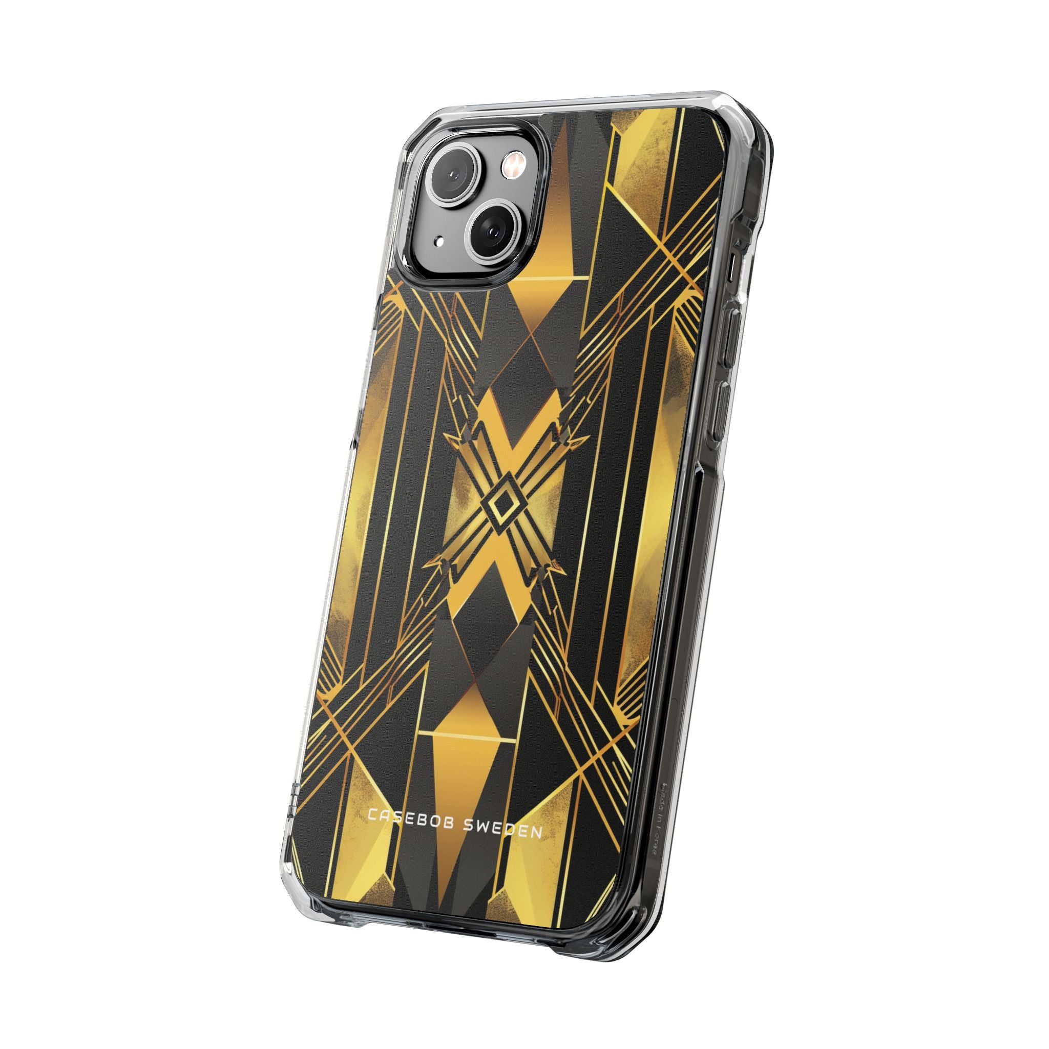 Golden Geometric Elegance iPhone 14 - Clear Impact Phone Case