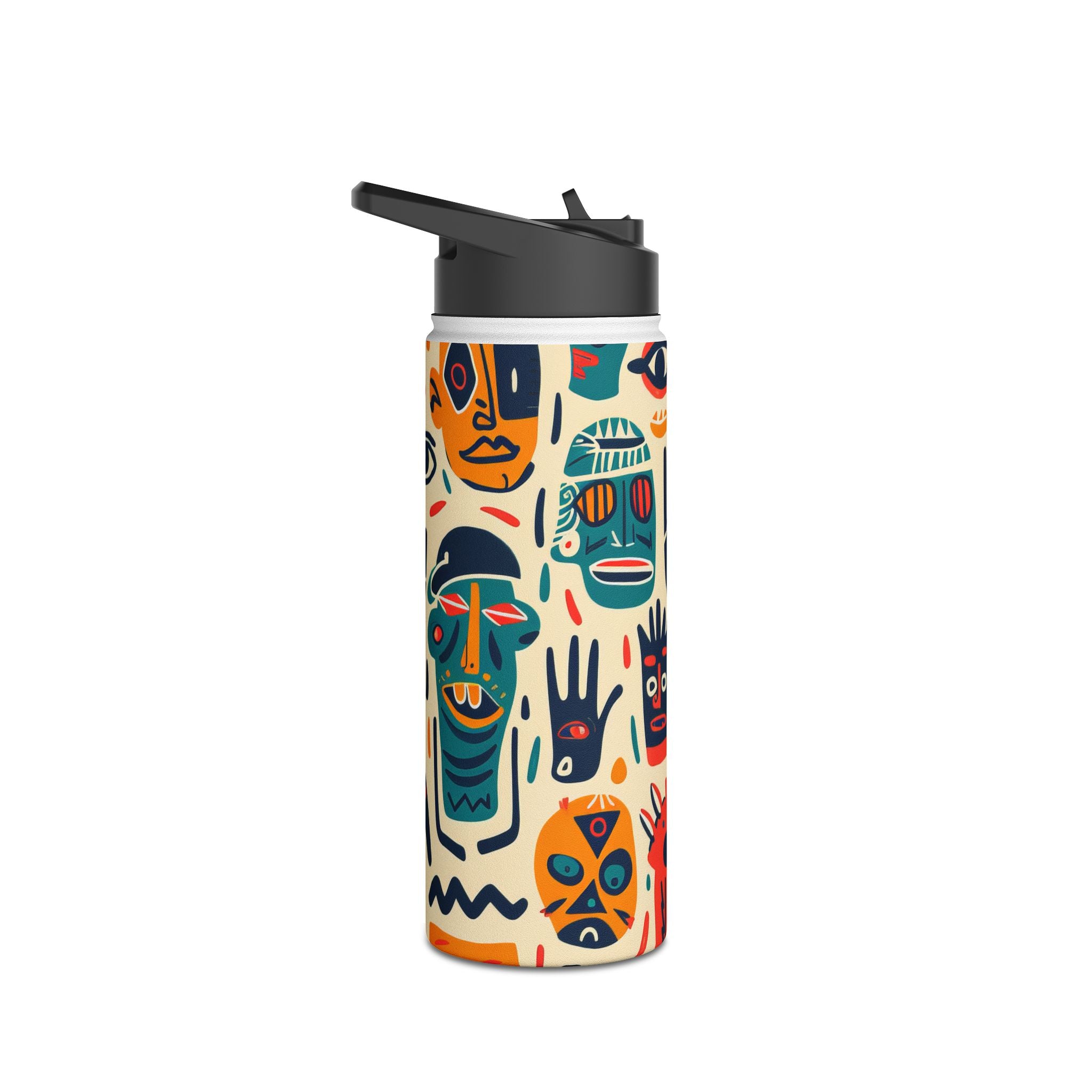 Tribal Faces - Ruostumattomasta teräksestä valmistettu vesipullo