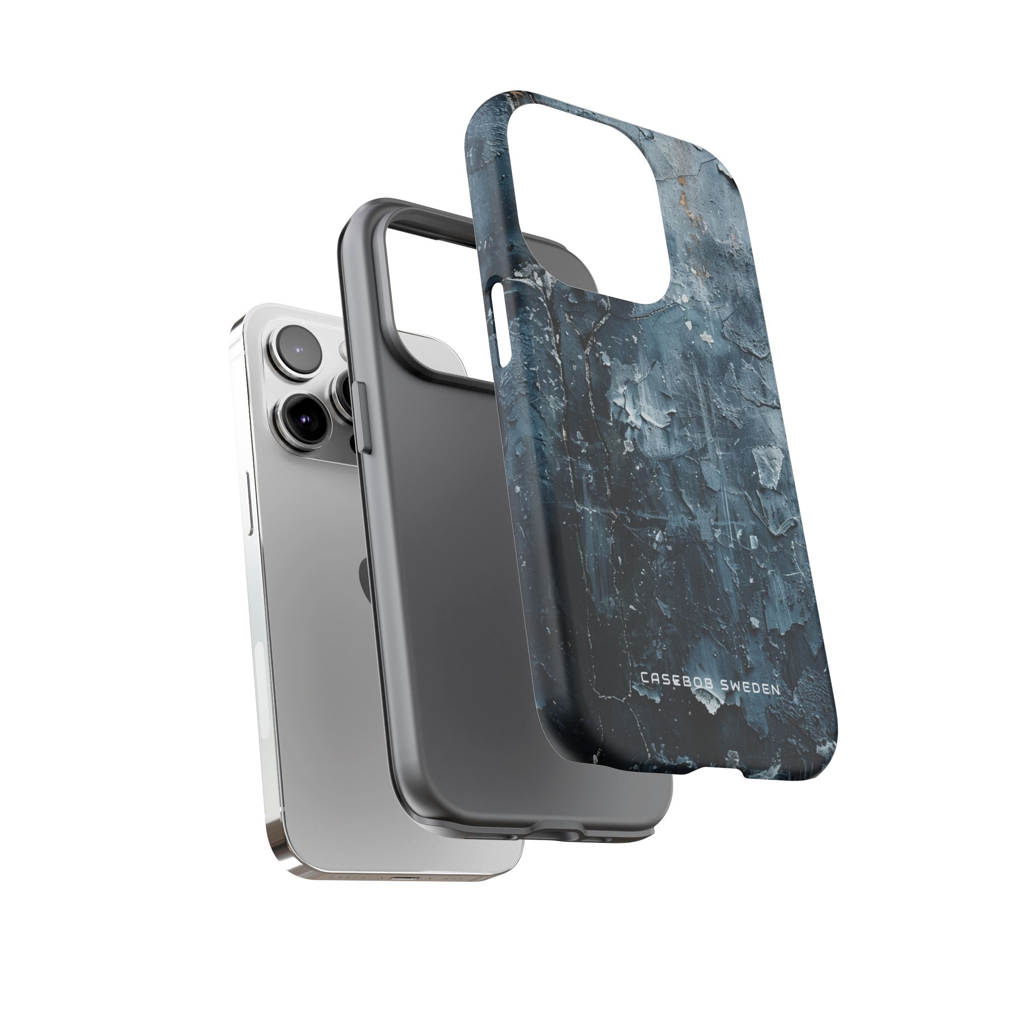 Weathered Blue Tapestry with Cracked Layers iPhone 14 - Tough Phone Case