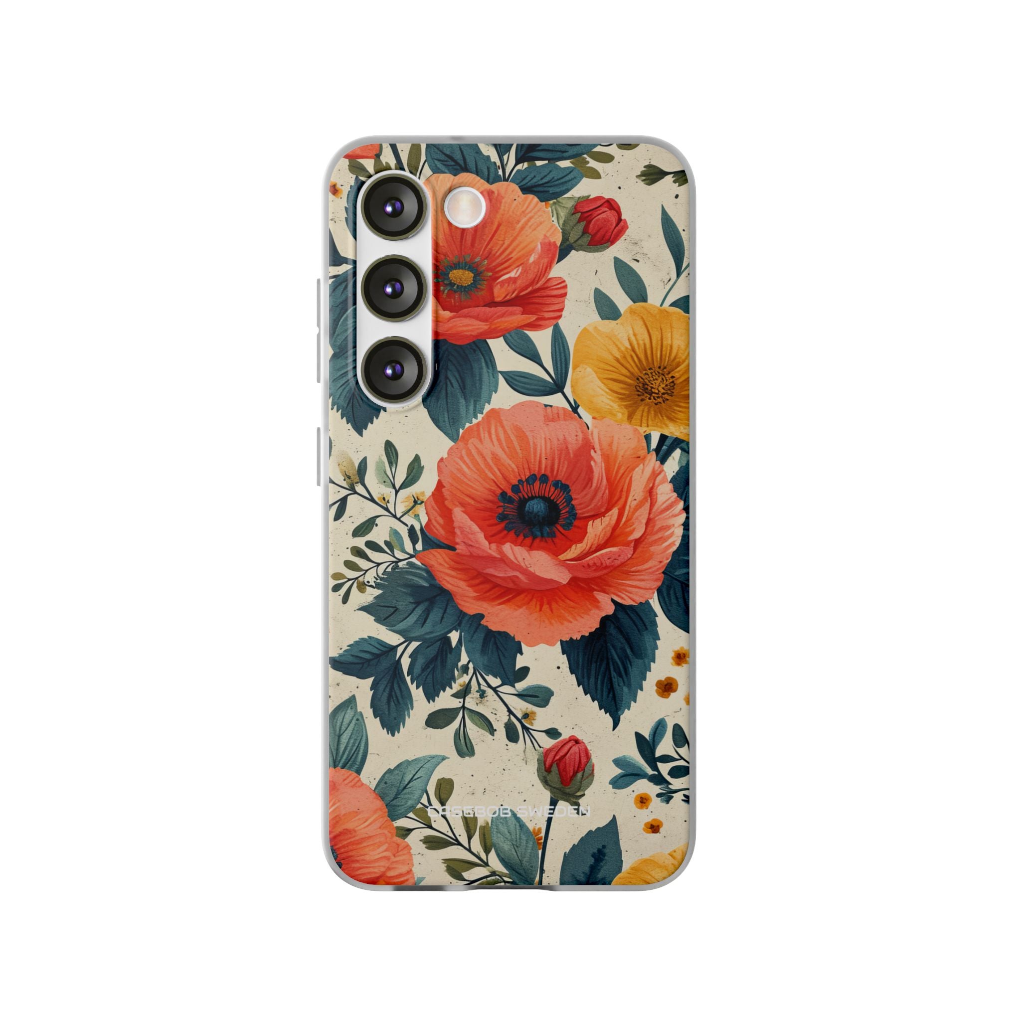 Vibrant Botanical Poppies - Flexi Samsung S23 Phone Case