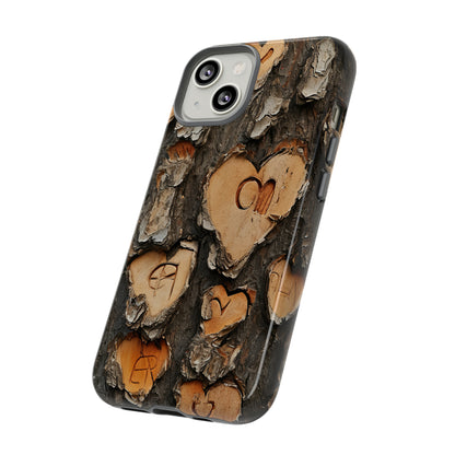 Carved Heart Trees & Initials - Protective Phone Case