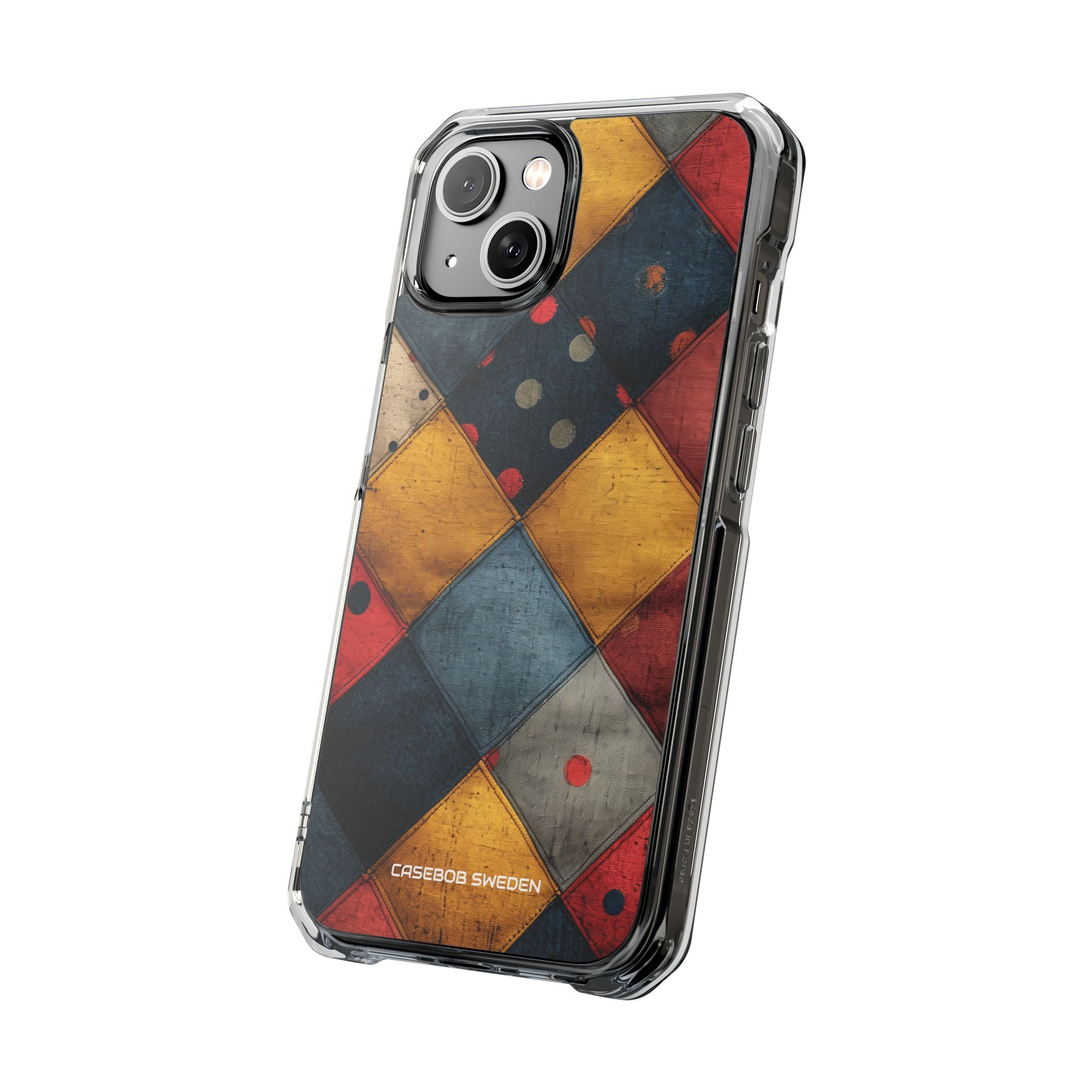 Blue Red Patchwork - Clear Impact iPhone 14 Phone Case