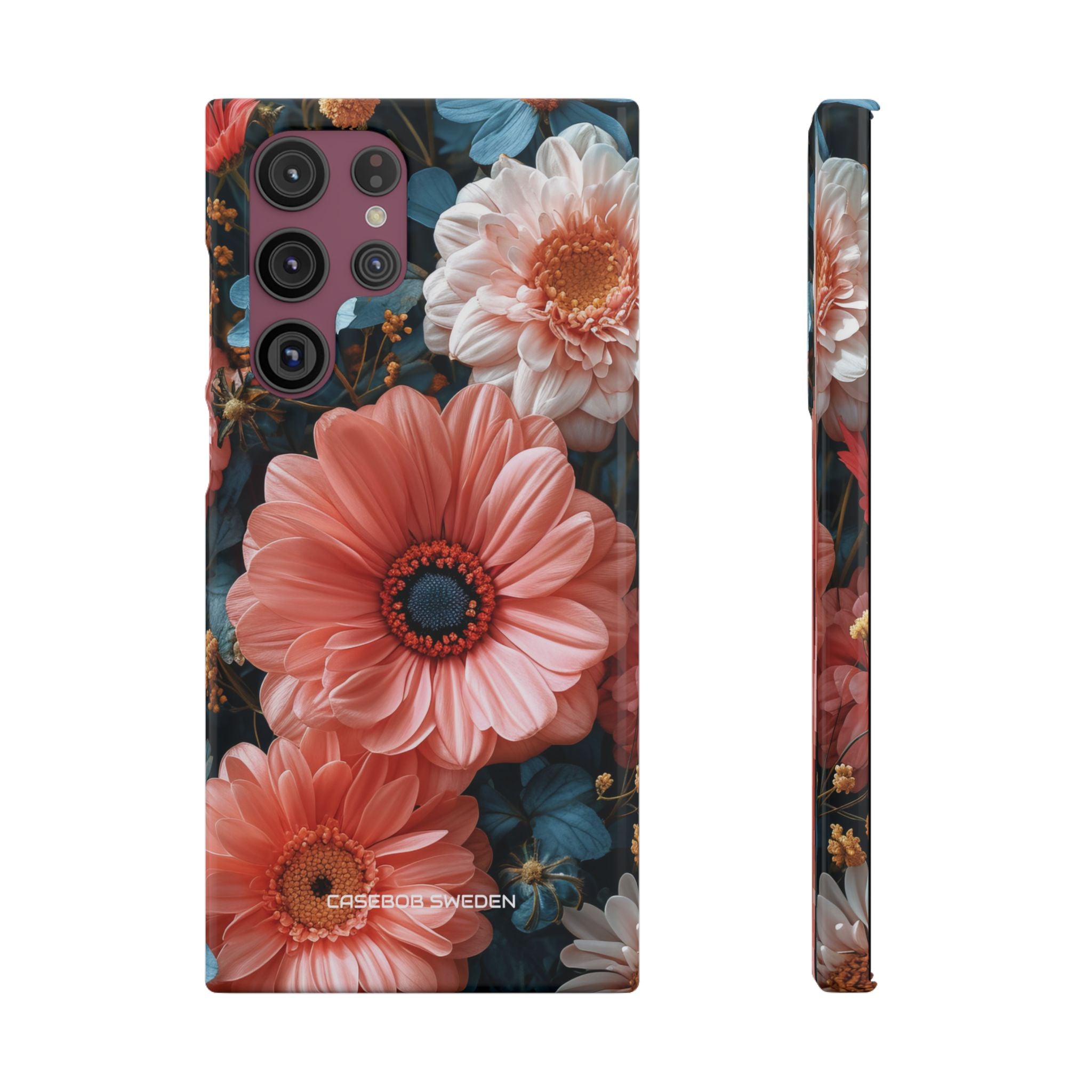 Coral Teal Blooms - Slim Samsung S22 Phone Case