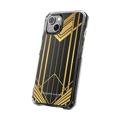 "Golden Art Deco Symmetry in Geometric Elegance" iPhone 14 - Clear Impact Phone Case