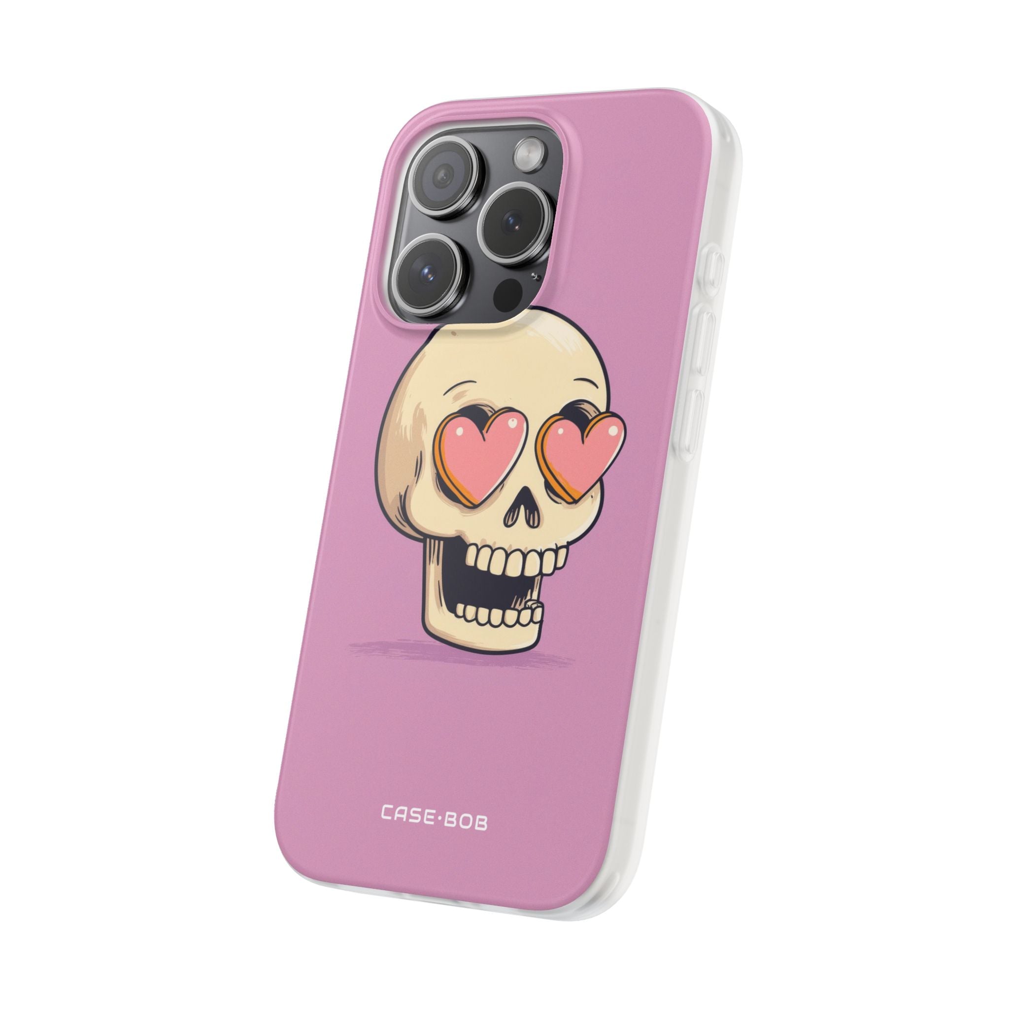 Heart Eyed Skull iPhone 15 Pro Case - Soft