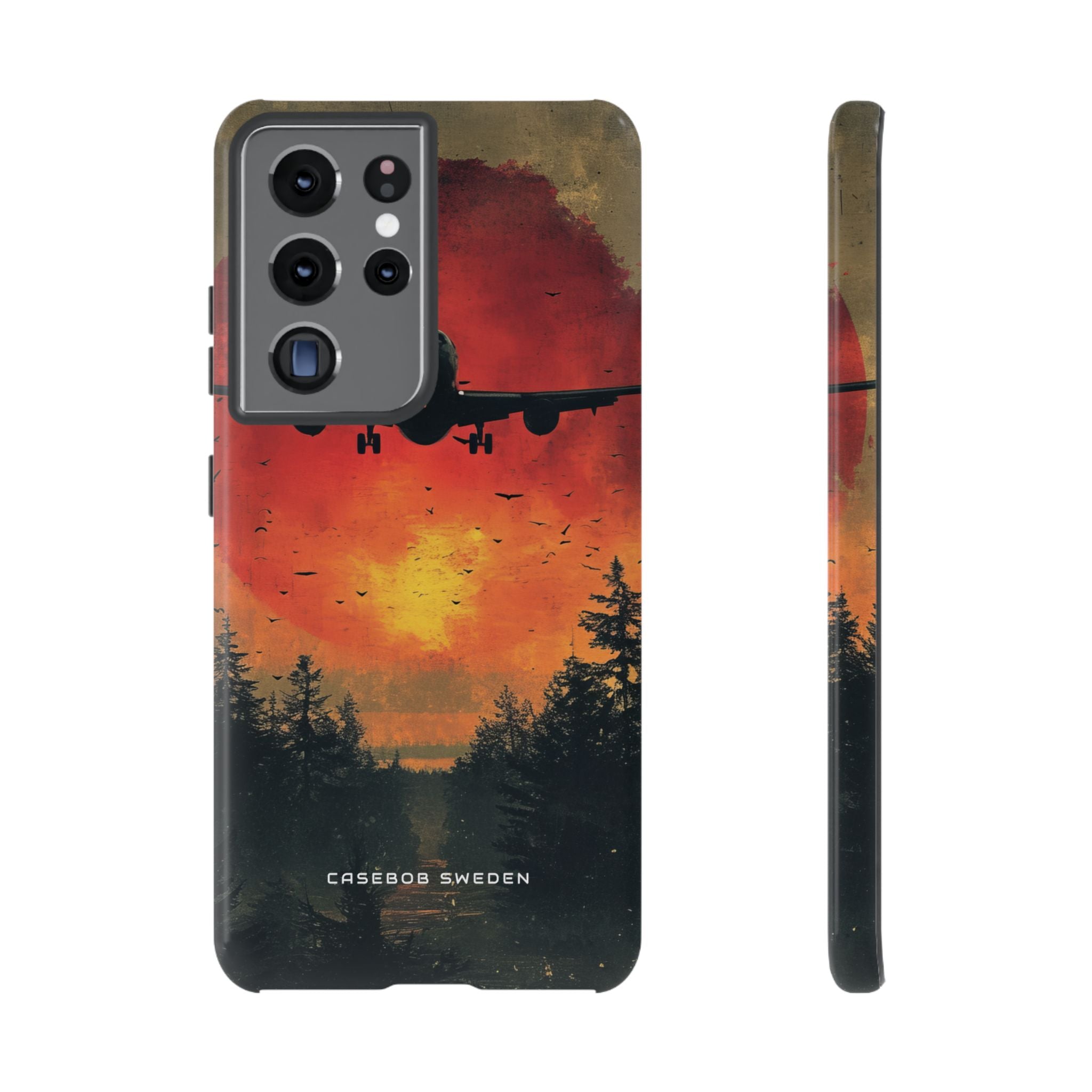 Vintage Sunset Airplane Silhouette  Samsung S21 - Tough Phone Case