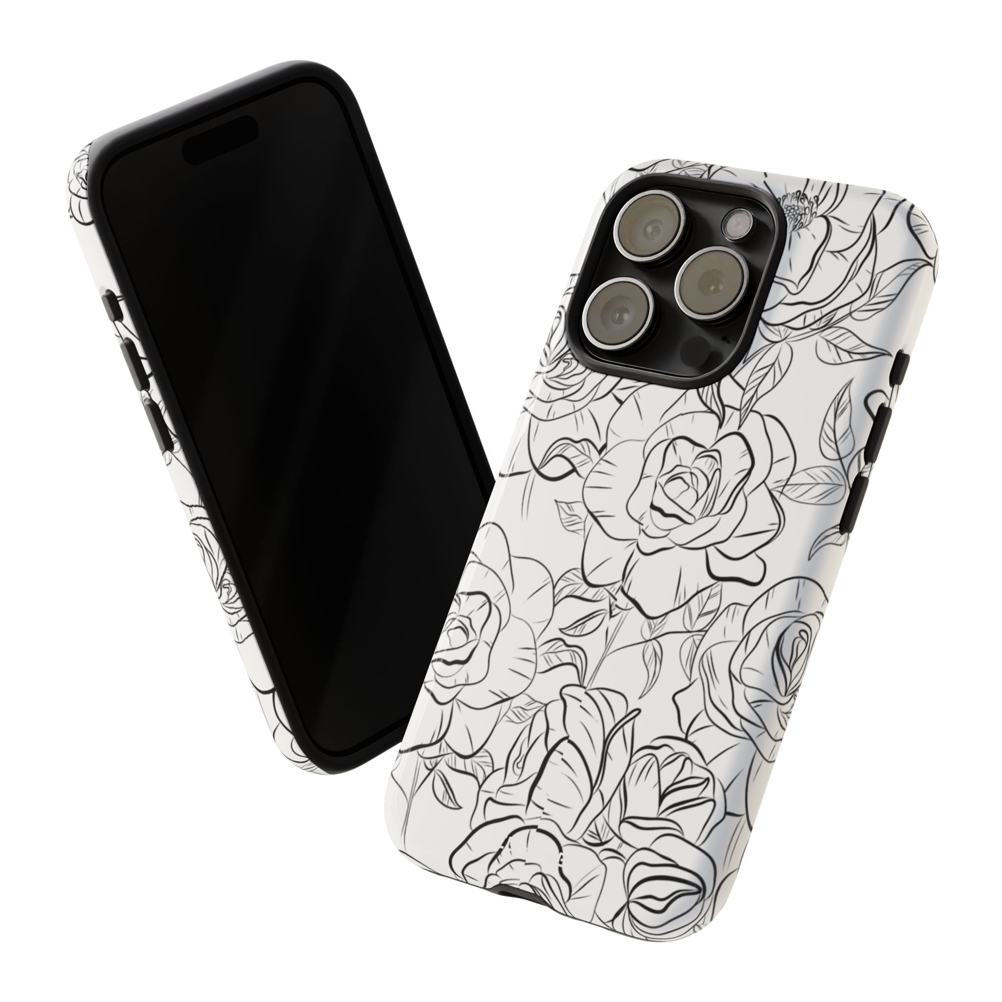 Intricate Rose Sketches - iPhone Case