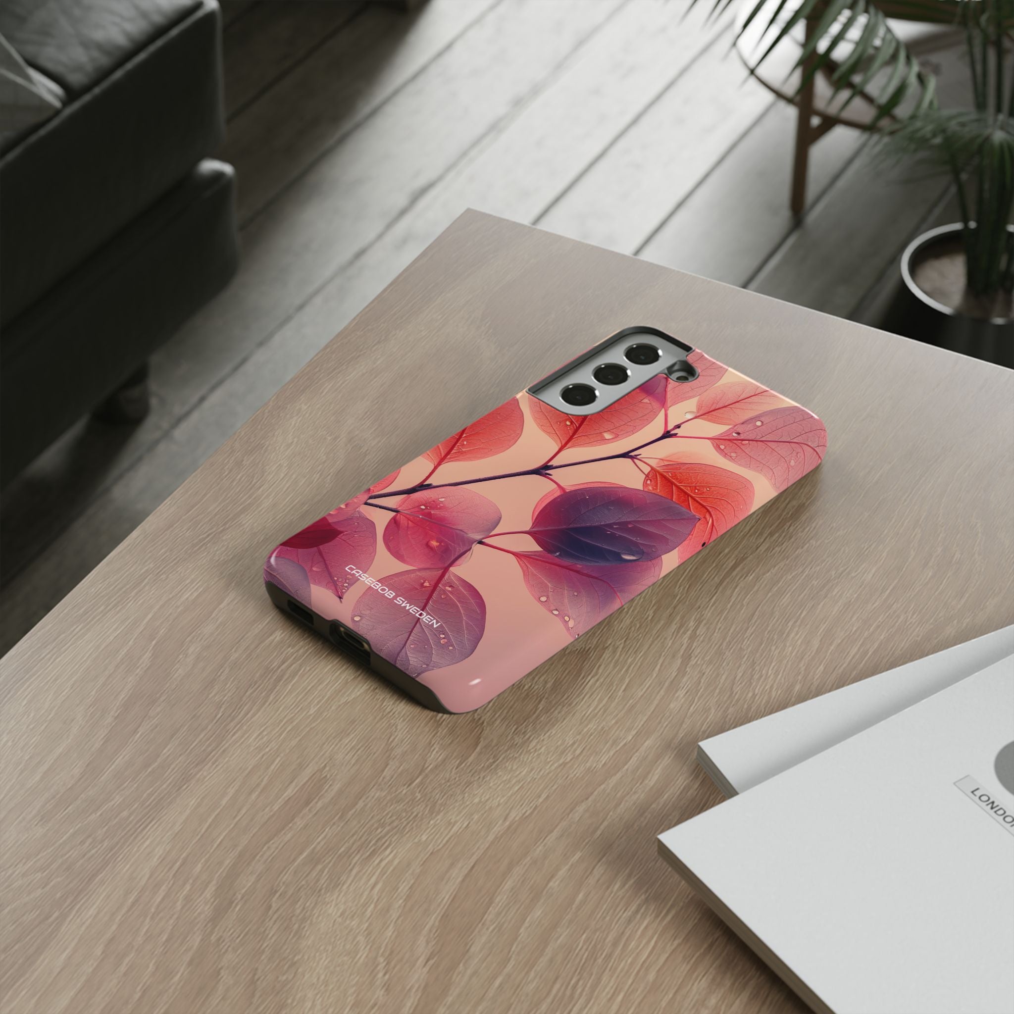 Pink Serenity Leaf Design - Tough Samsung S22 Phone Case