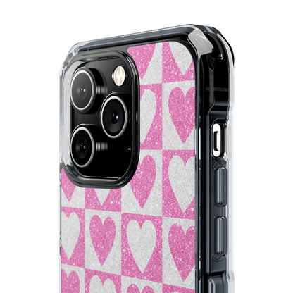 Glitter Heart Grid iPhone 14 Pro Case - Impact