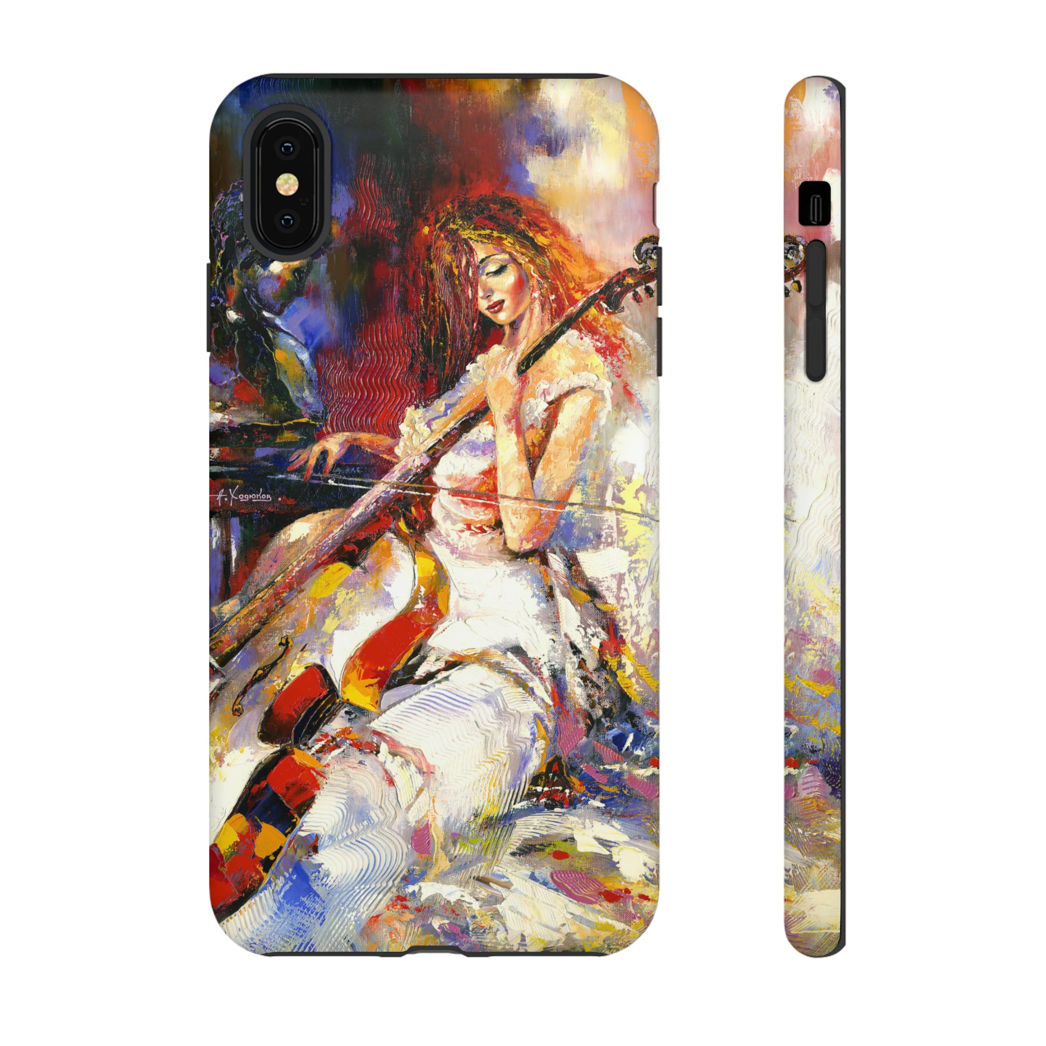 Oil panting - Girl playing Violoncello - Protective Phone Case