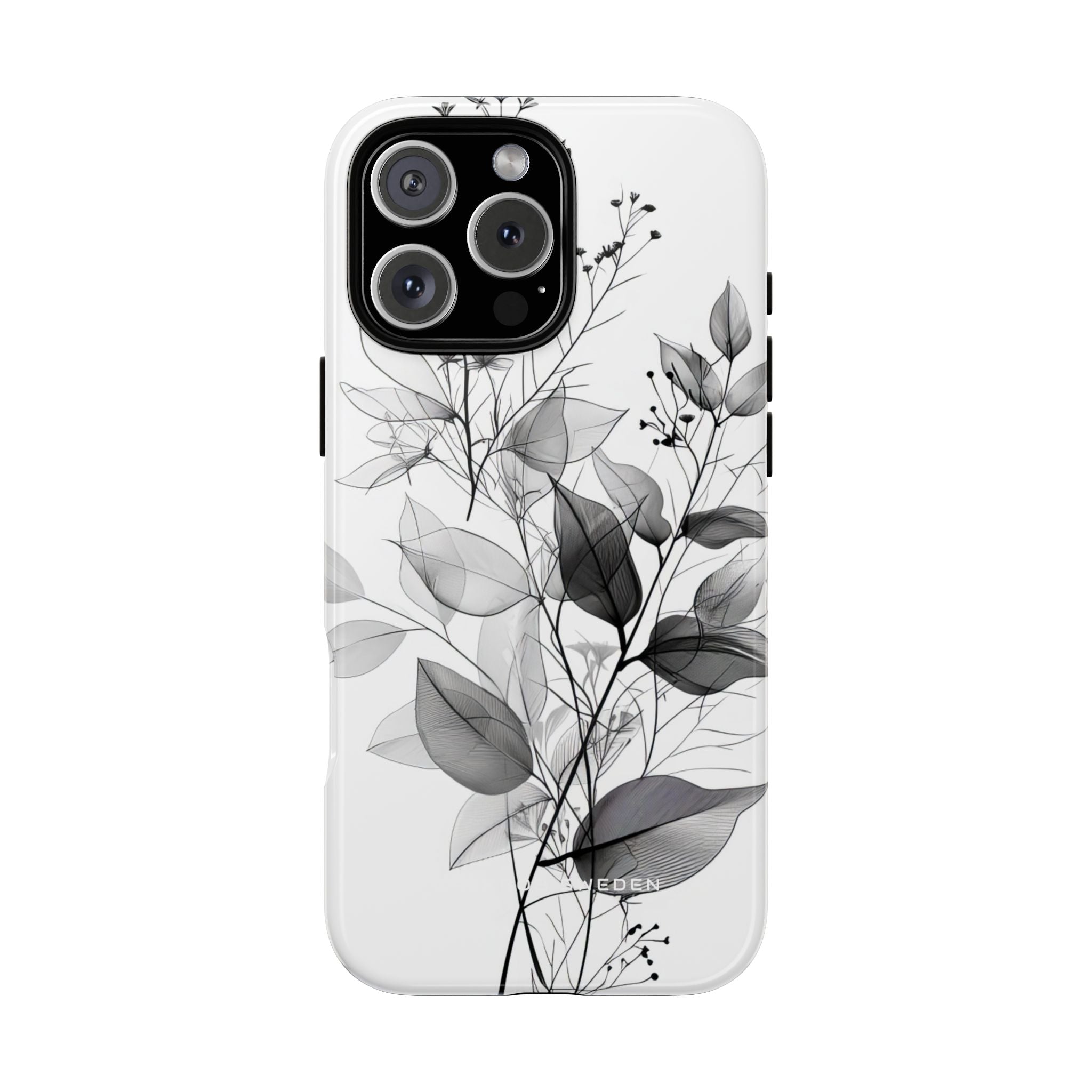 Monochrome Floral Elegance iPhone 16 - Tough Phone Case