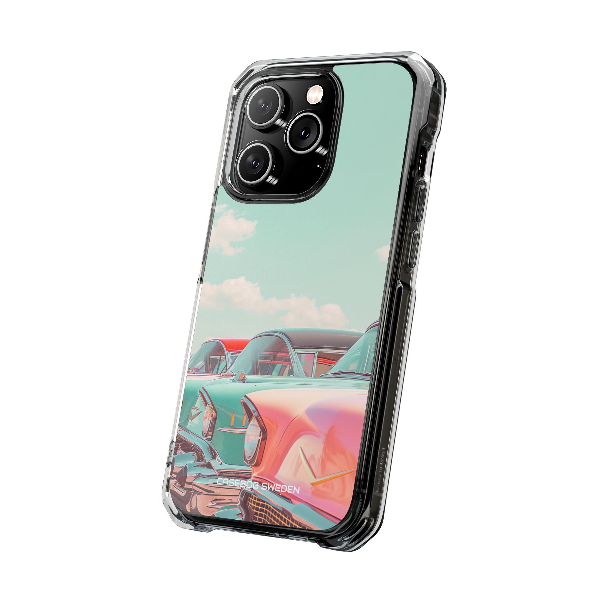 Vintage Turquoise Cars - Clear Impact iPhone 14 Phone Case