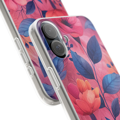 Pink Blue Floral - Flexi iPhone 16 Phone Case