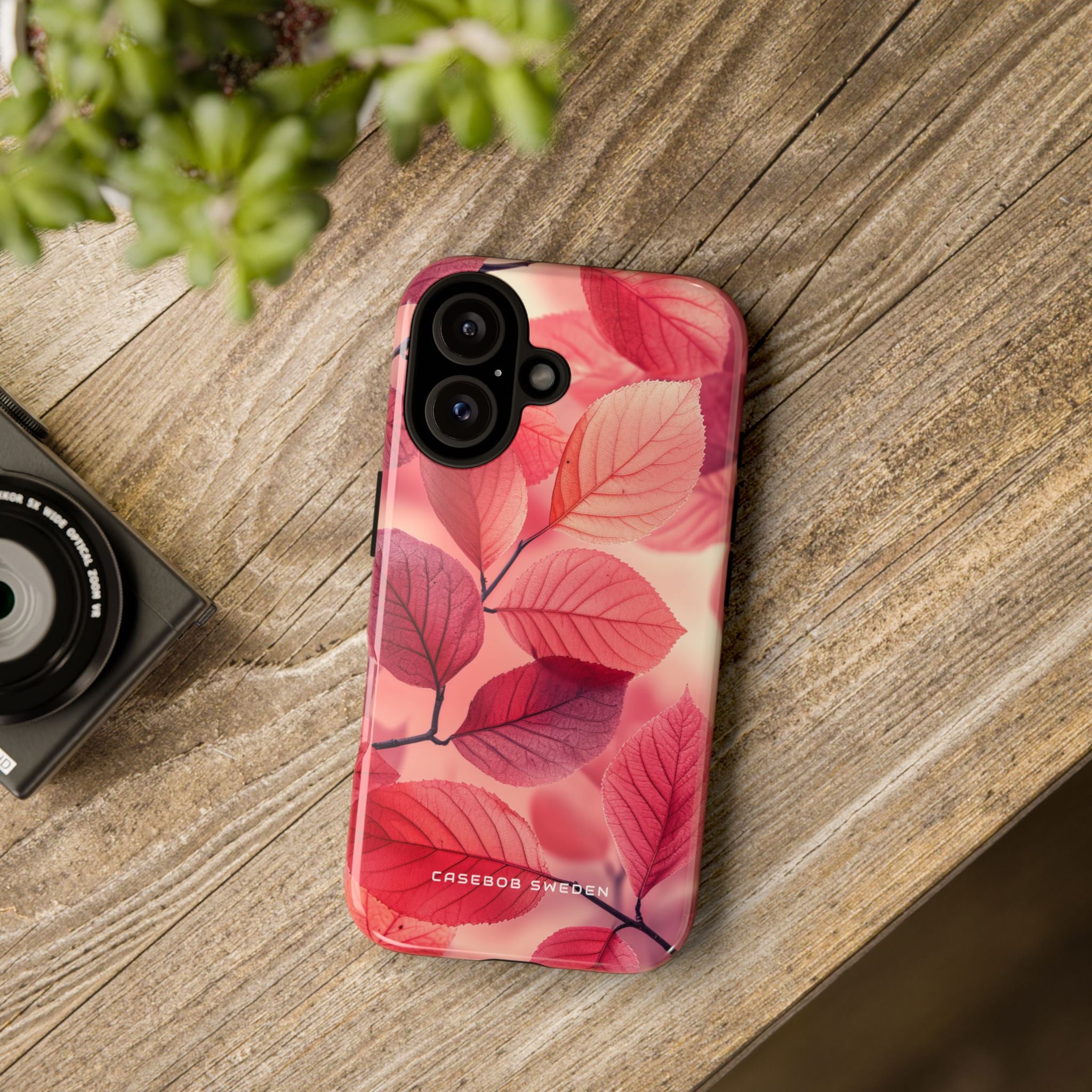 Elegant Pink Leaves iPhone 16 - Tough Phone Case