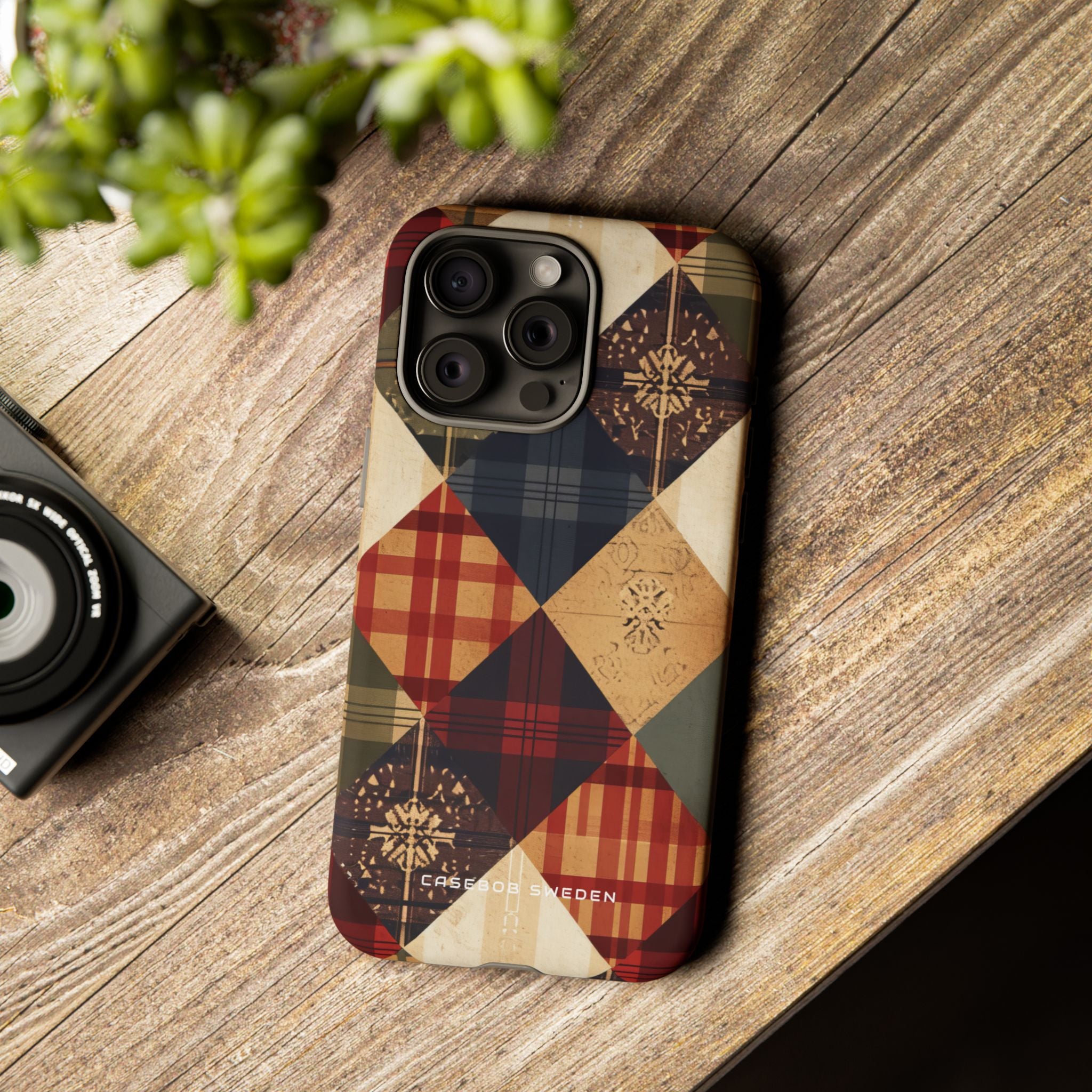 Rustic Geometric Patchwork Harmony iPhone 15 - Tough Phone Case