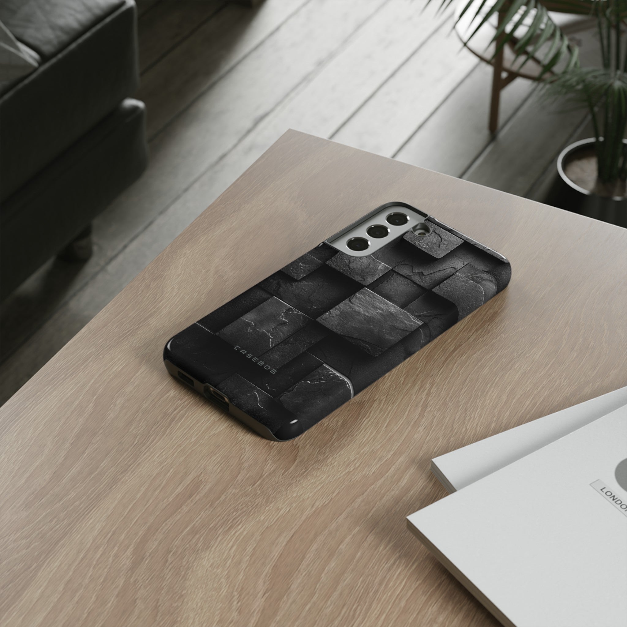 Black Geometric Elegance - Protective Phone Case