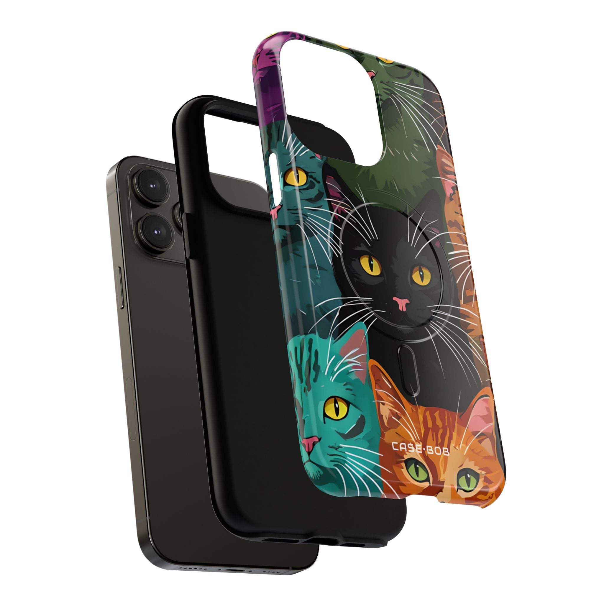 Teal Cat Grid iPhone 14 Pro Max Case - Tough+