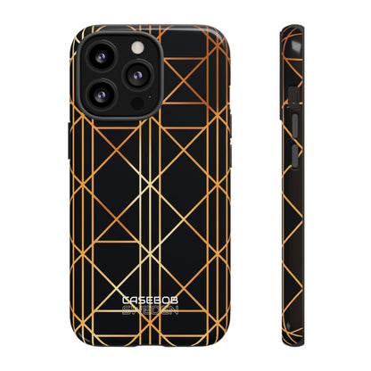 Golden Geometric Elegance iPhone 13 - Tough