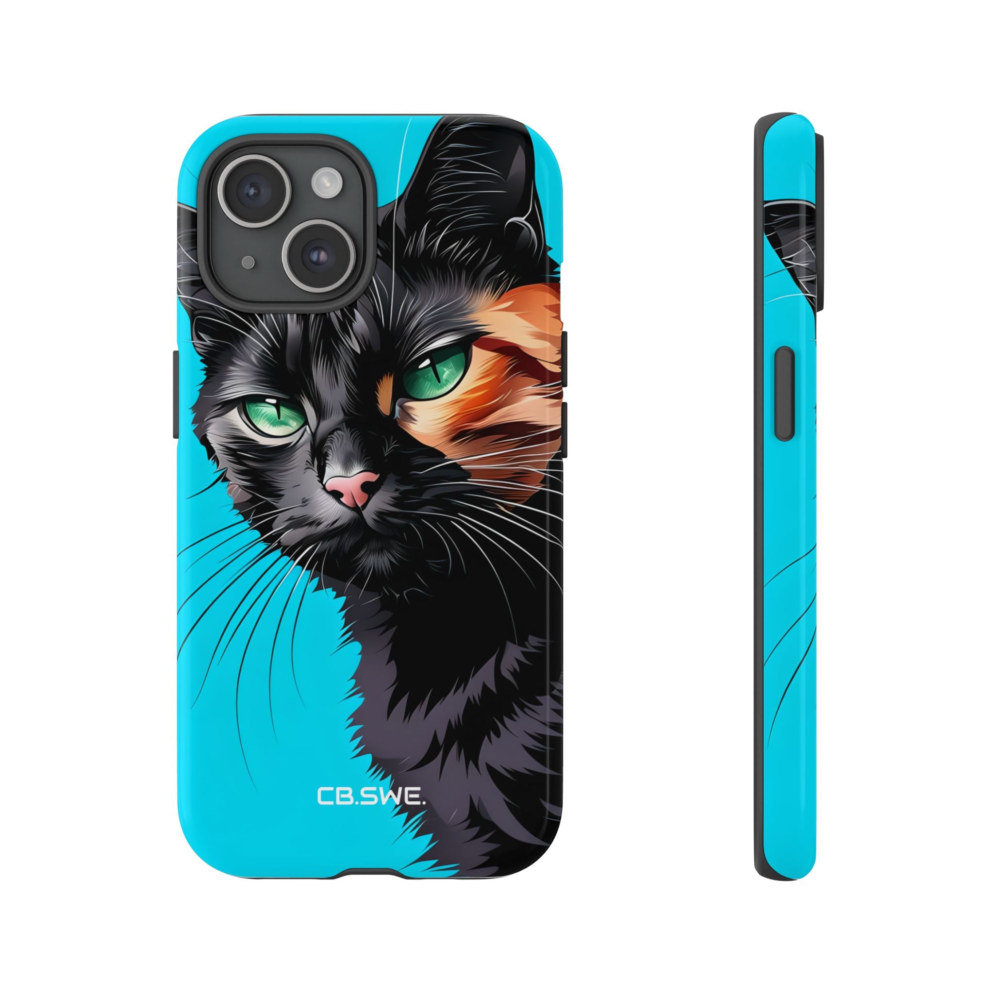 Expressive Modern Anime Cat Illustration Vibrant Mobile Wallpaper iPhone 15 - Tough