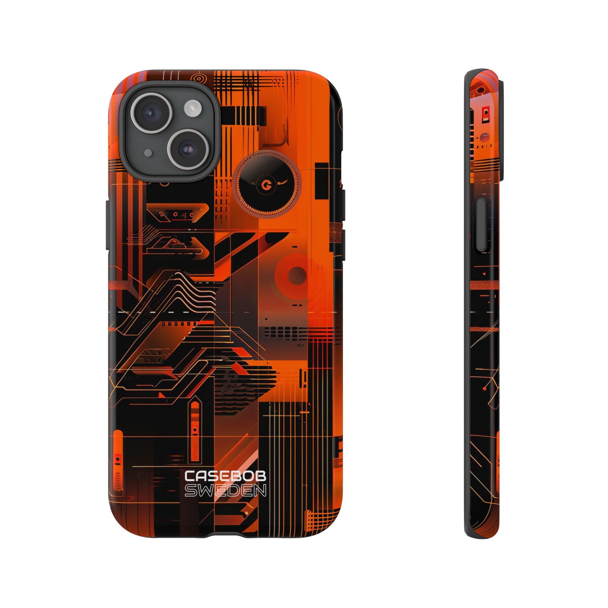 Orange Circuit Dreams iPhone 15 - Tough