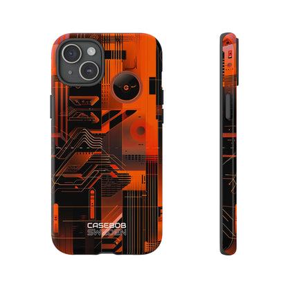 Orange Circuit Dreams iPhone 15 - Tough