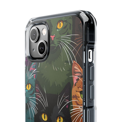 Teal Cat Grid iPhone 14 Plus Case - Impact