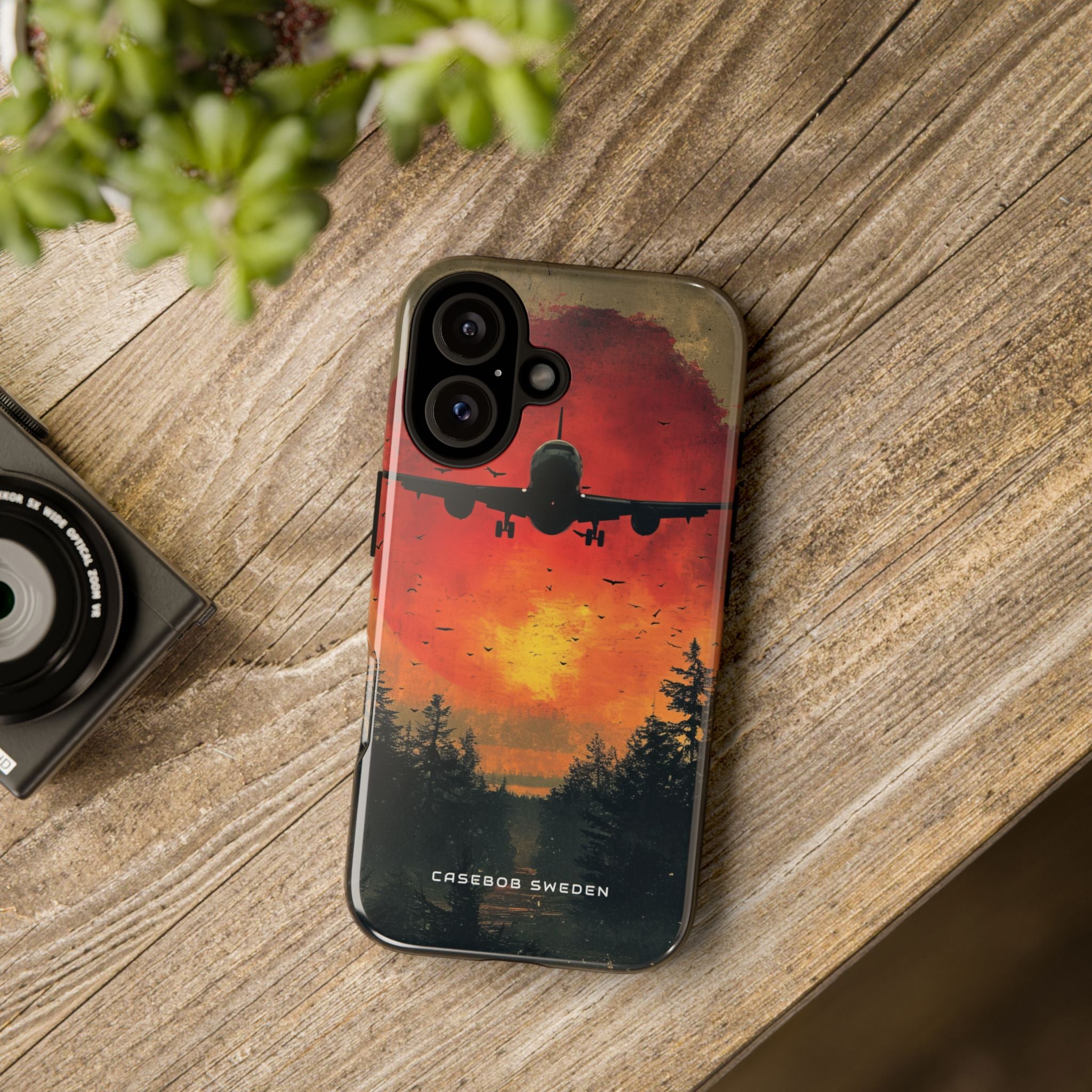 Vintage Sunset Airplane Silhouette iPhone 16 - Tough Phone Case