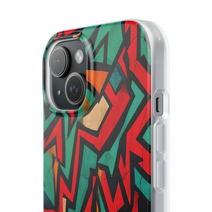 Crimson Zigzag iPhone 15 Case - Soft