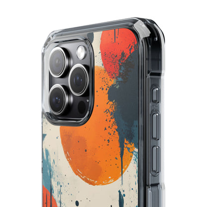 Orange Blue Splash - Clear Impact iPhone 15 Phone Case