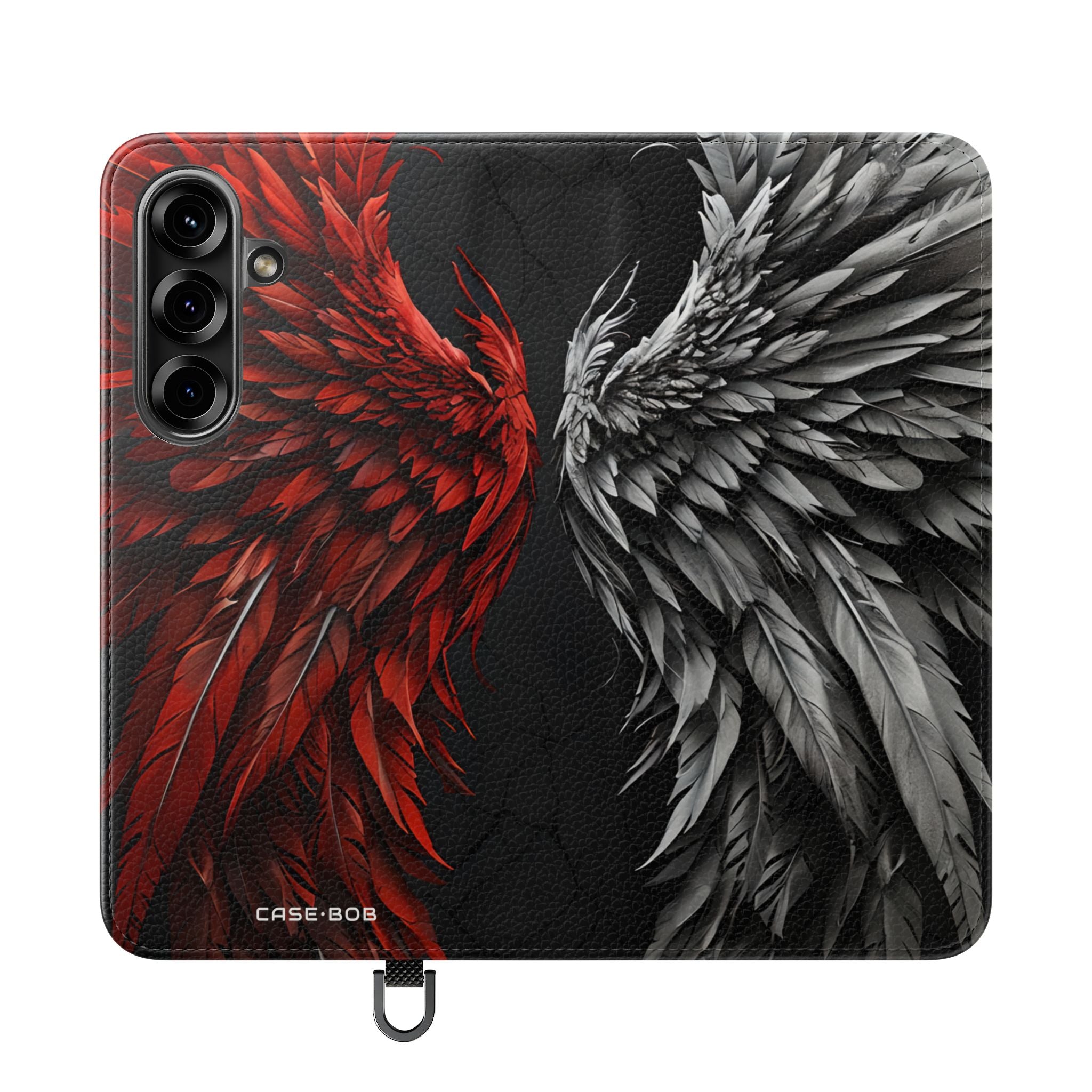 Crimson Silver Wings - Samsung S25 -lompakkokotelo